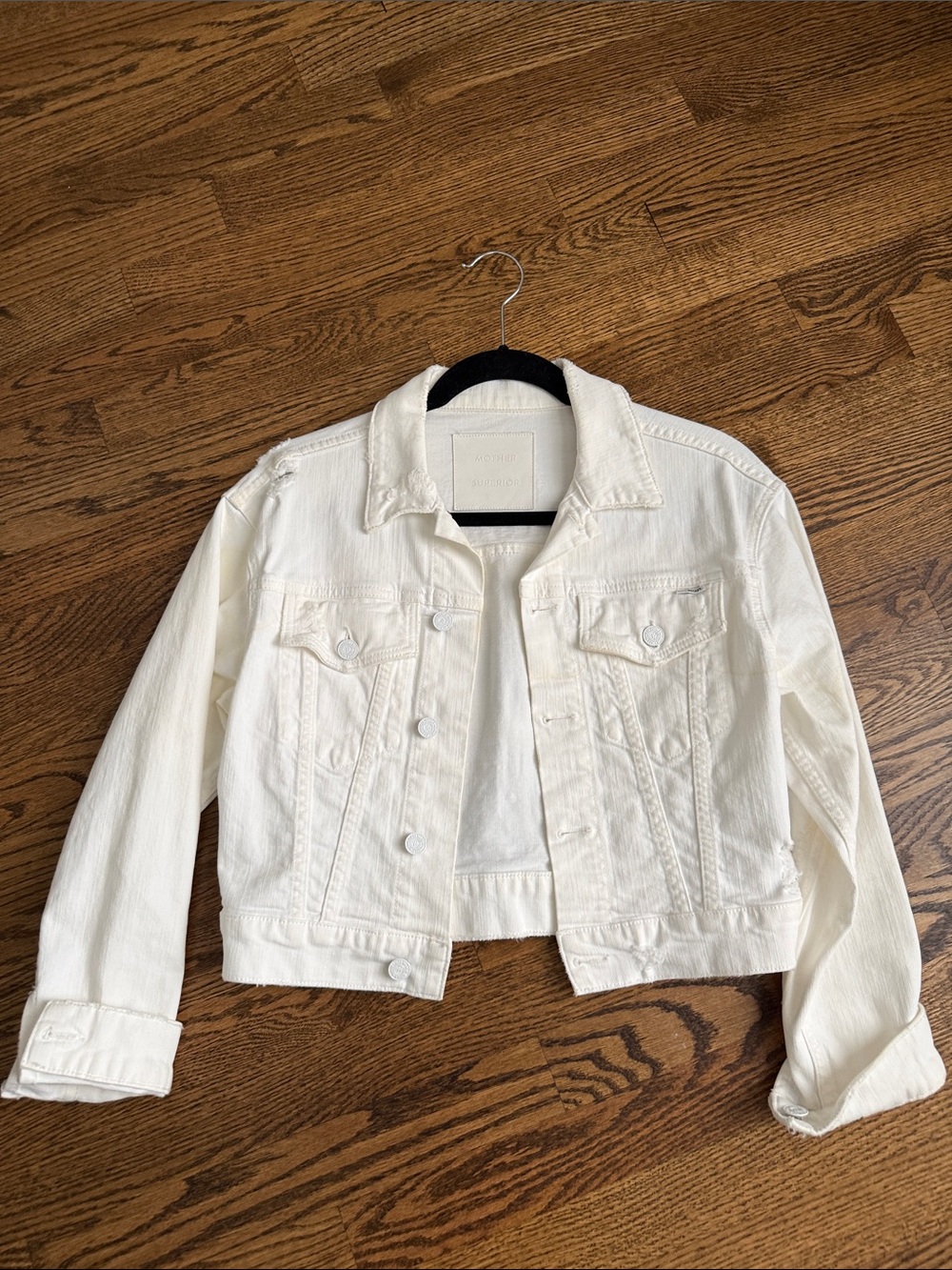 MOTHER White Denim Trucker Jacket Size XS
